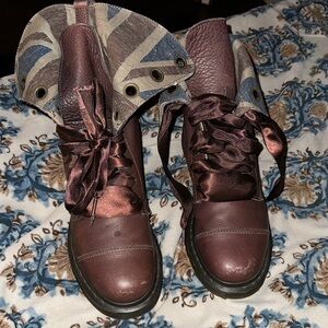 Dr Martens Amilita Triumph Brown British Flag Union Flag Leather Boots rare